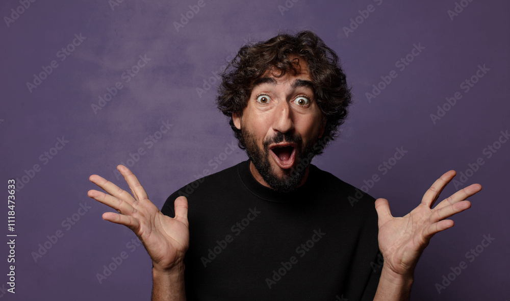 Obraz premium young bearded crazy man