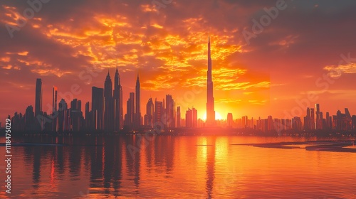 Dubai Skyline Abstract Modern Architecture Design Landmark