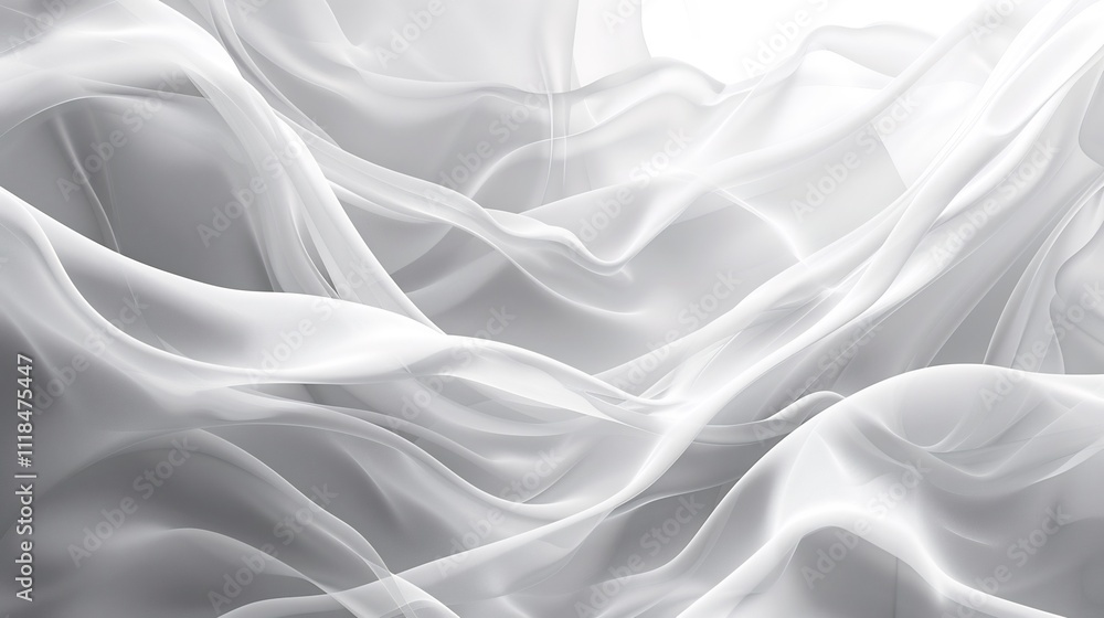 Obraz premium Abstract Drapery of White Sheer Fabric: Elegant Flowing Waves