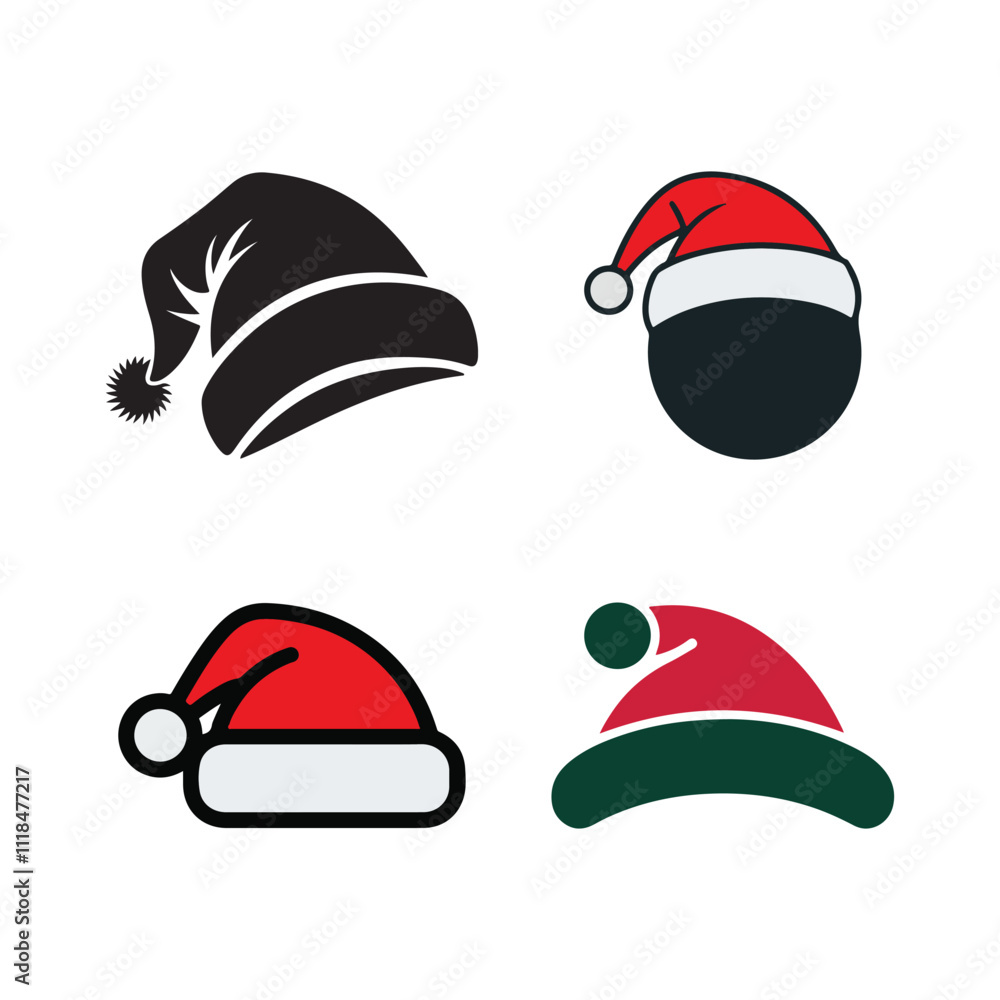 christmas santa hat's vector icon set christmas santa hat's vector icon set
