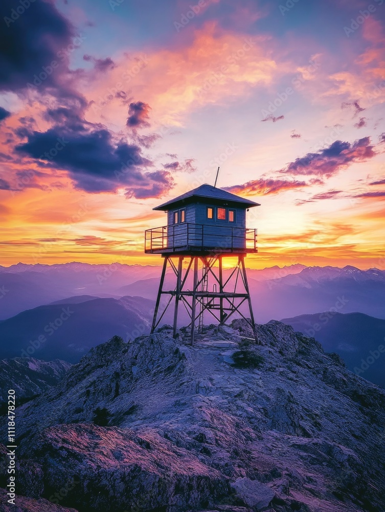 Fototapeta premium Mountain peak with tower