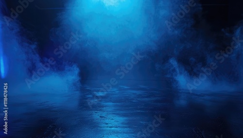 Wallpaper Mural Empty Dark Stage with Orange Mist Fog Smoke - Platform Showcasing Artistic Work Product Torontodigital.ca