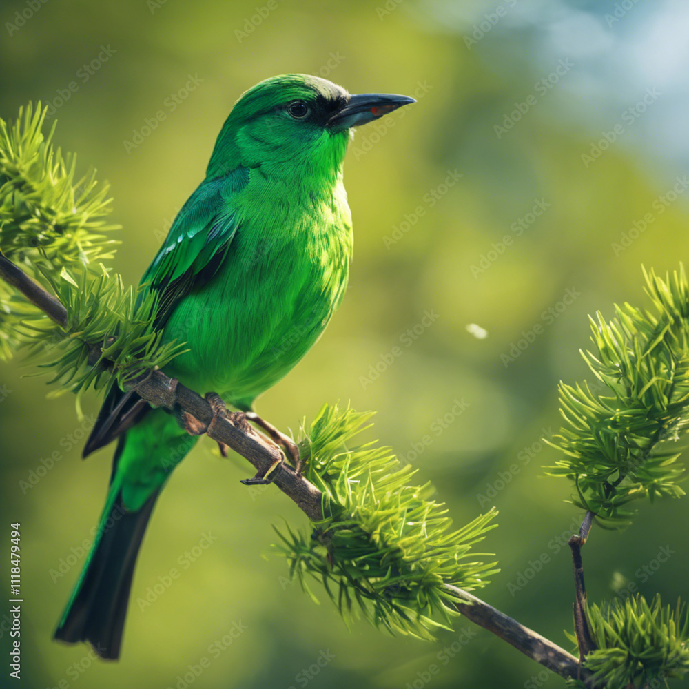 Obraz premium Green Bird Closeup