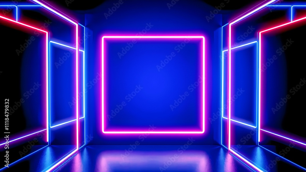 3D abstract background with neon lights. neon tunnel. 3d illustration 3D abstract background with neon lights. neon tunnel. 3d illustration
