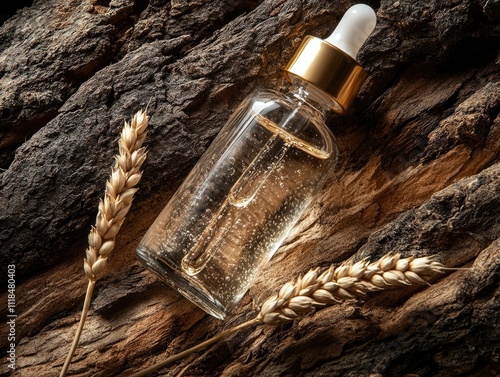 Perfume on wooden surface