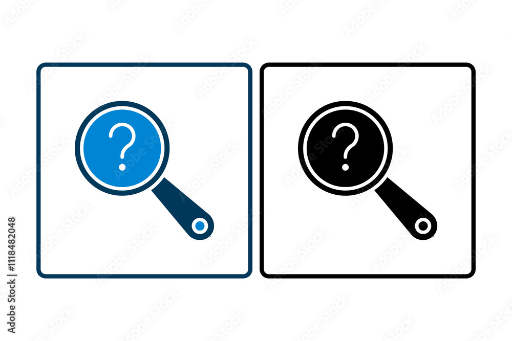 Search Icon with Question Mark icon. icon related to Search. suitable for web site, app, user interfaces, printable etc. solid icon style. simple vector design editable Search Icon with Question Mark icon. icon related to Search. suitable for web site, app, user interfaces, printable etc. solid icon style. simple vector design editable
