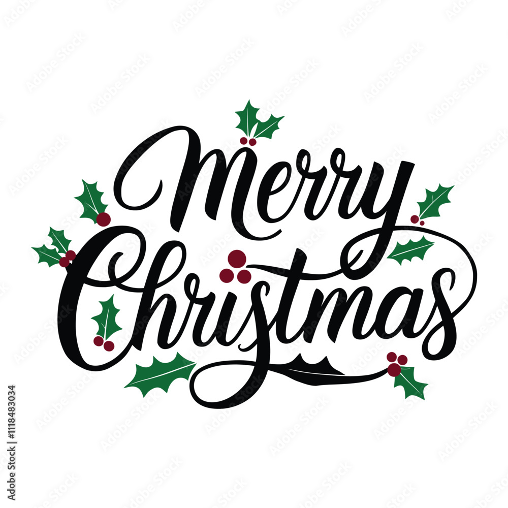 Fototapeta premium A Simple Merry Christmas Typhigraphy Design.