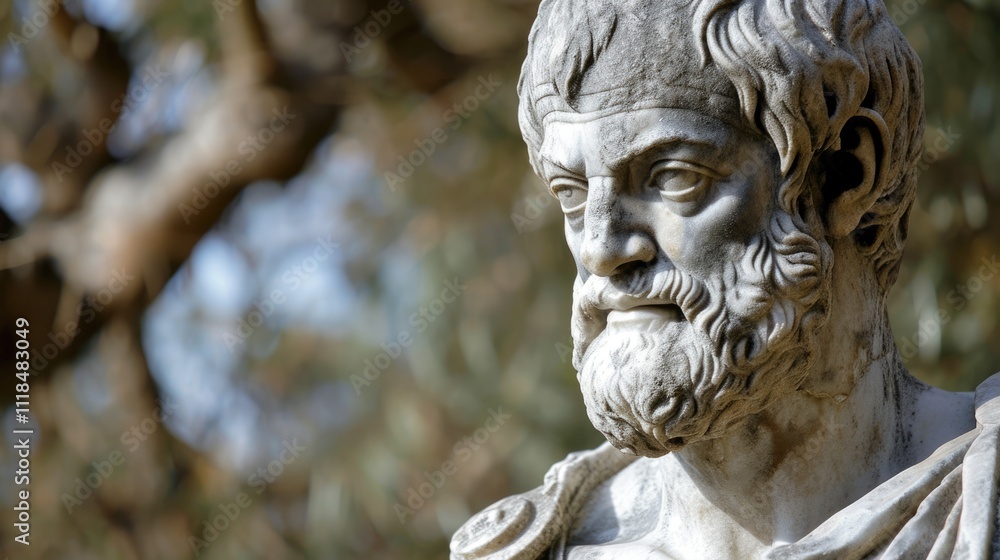 Ancient Greek Wisdom: Marble Sculpture of Aristotle, Icon of Philosophy and Intellect Ancient Greek Wisdom: Marble Sculpture of Aristotle, Icon of Philosophy and Intellect