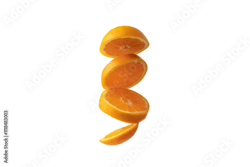 Citrus slices cut in the air: orange and grapefruit photo