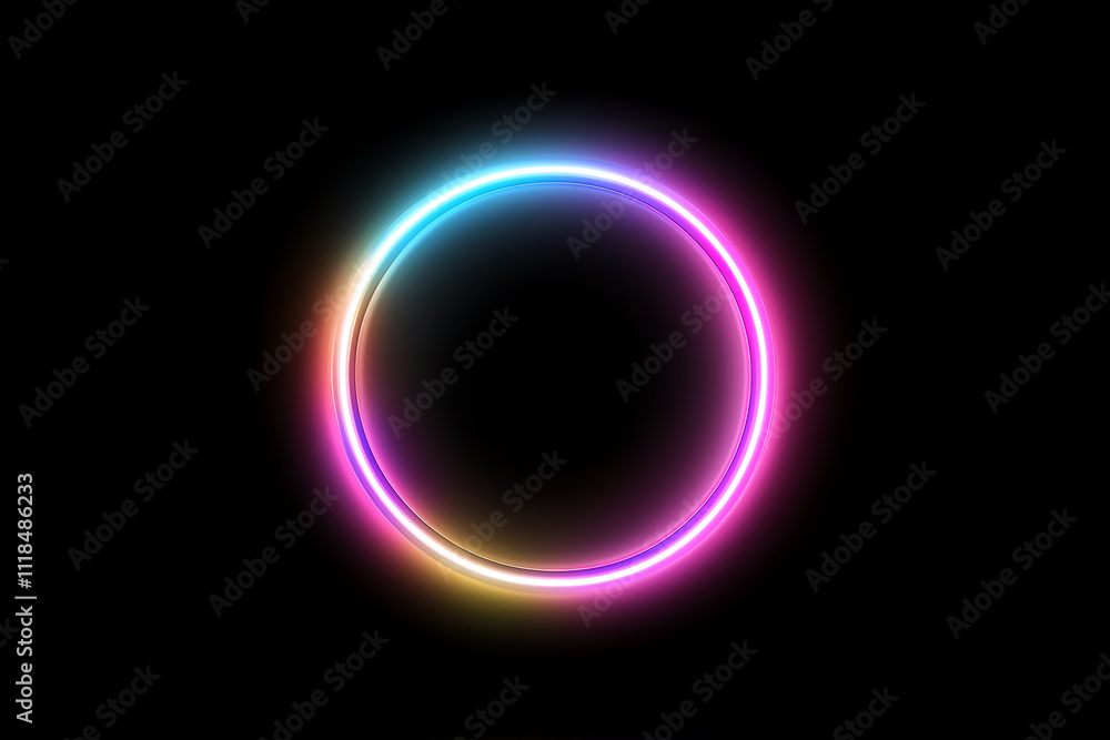 Rainbow Neon Circle on a dark background, illuminated by vibrant neon lights, with a magical and ethereal feel Rainbow Neon Circle on a dark background, illuminated by vibrant neon lights, with a magical and ethereal feel
