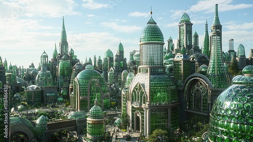 City where all buildings are made entirely of recycled glass bottles



