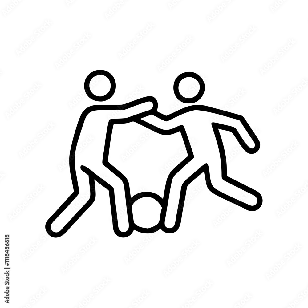 Playing sports icon with modern black outline design for athletic activities, people with disabilities Playing sports icon with modern black outline design for athletic activities, people with disabilities