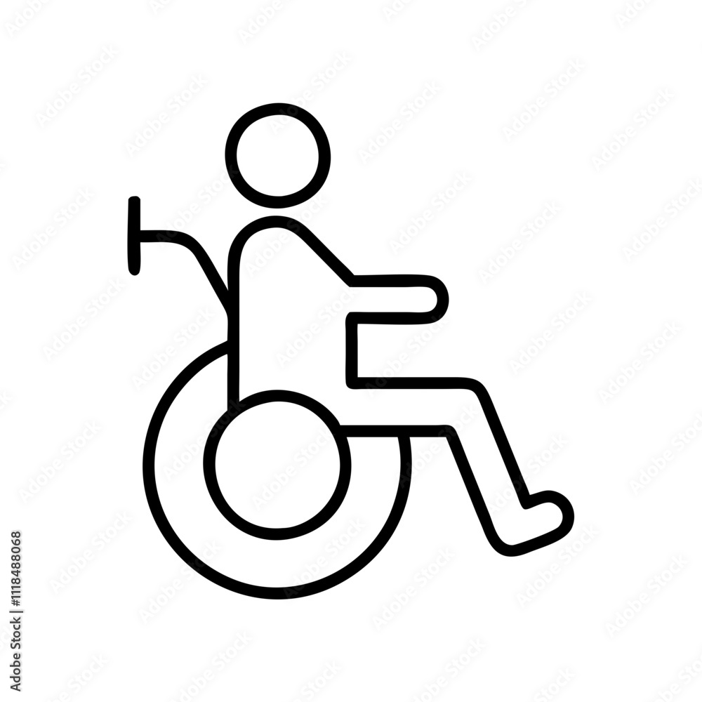 Accessible hotel icon in black outline with modern design for disability-friendly accommodation Accessible hotel icon in black outline with modern design for disability-friendly accommodation