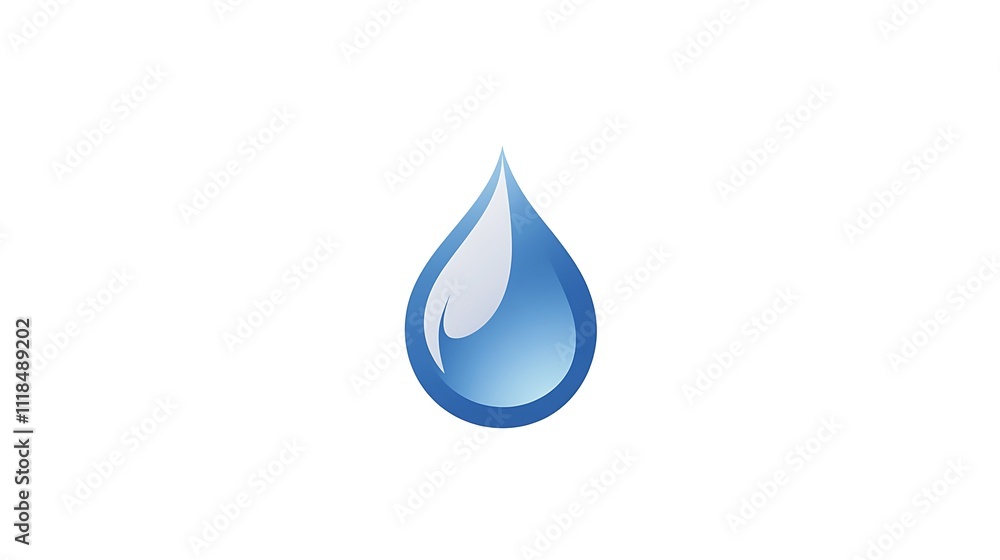 A blue water droplet illustration on white background. A blue water droplet illustration on white background.