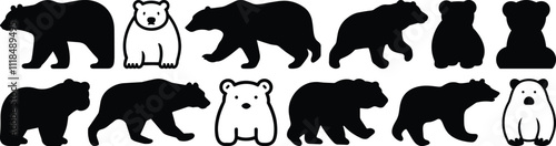 Photos Polar baer silhouette set vector design big pack of arctic illustration and icon