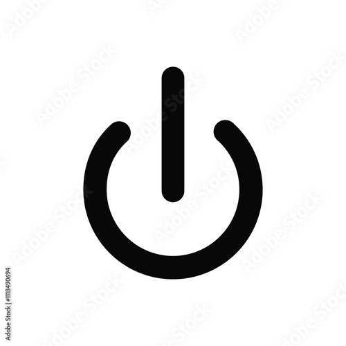 On and off button perforated flat vector icon isolated on white background.