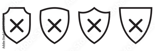 security shield icons, security shields logotypes with check mark. Security shield protection icon with tick symbol. Protection approve vector sign