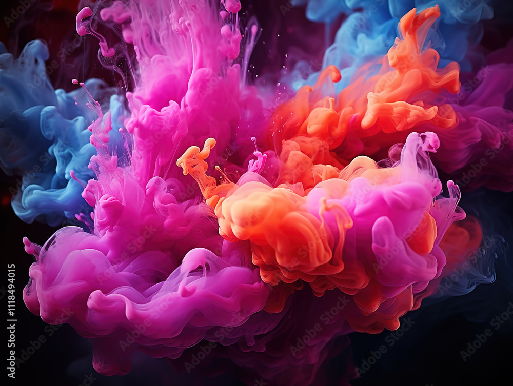Obraz premium Colorful Ink Explosion in Dark Background