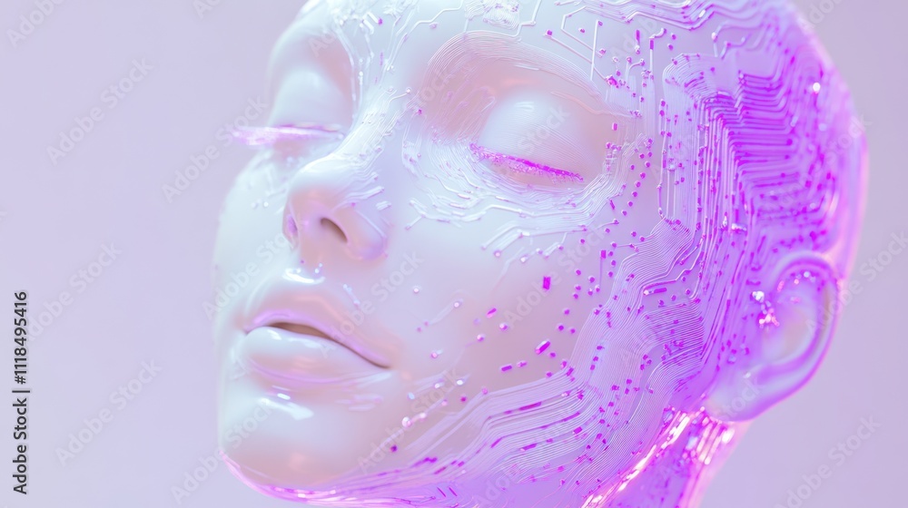 A futuristic humanoid head with a circuit-like design, blending technology and art. A futuristic humanoid head with a circuit-like design, blending technology and art.