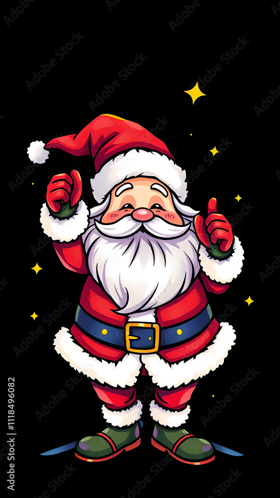 Fototapeta premium Retro Santa Illustration: Holiday Cheer in Whimsical Comic Strip Style