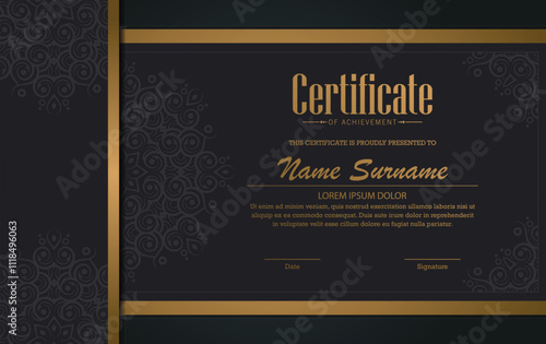 Luxury mandala certificate award diploma