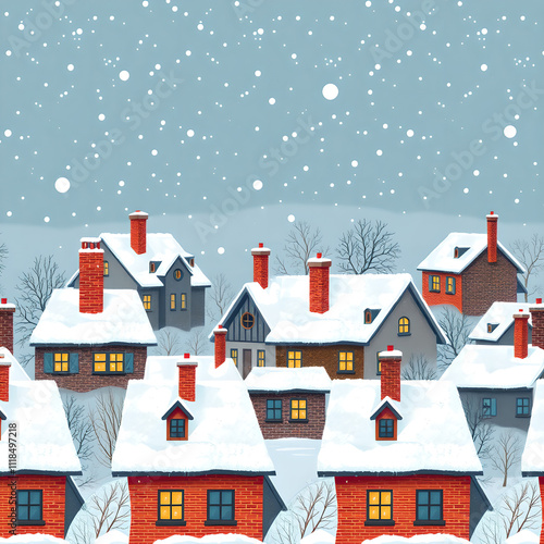 Snowy Rooftops: Christmas Themed Background Pattern photo