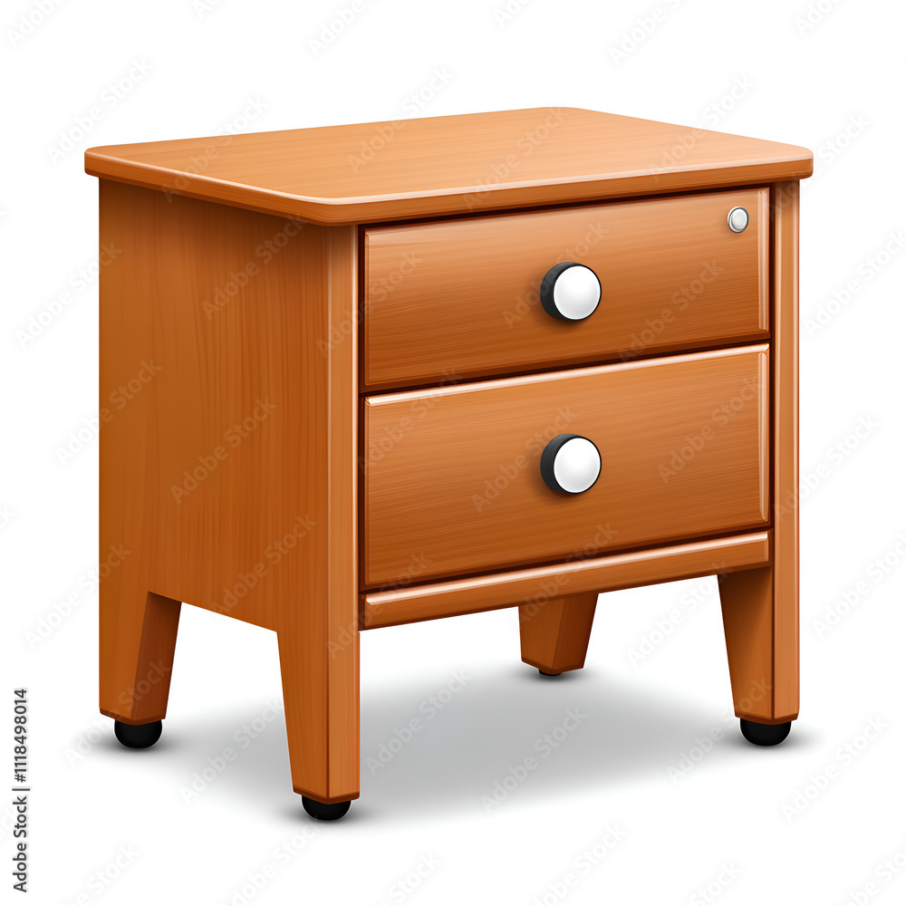 Wooden nightstand with two drawers in a simple design suitable for various bedroom styles Wooden nightstand with two drawers in a simple design suitable for various bedroom styles