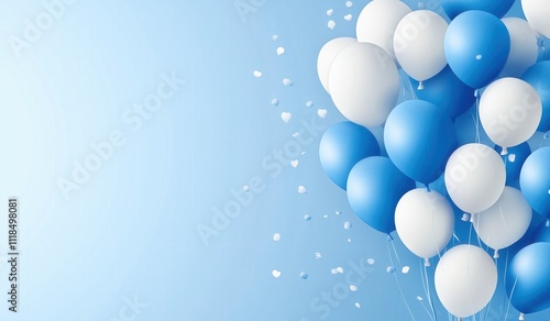 Wallpaper Mural Happy birthday greeting vector design. Birthday greeting text with blue and white inflatable balloons for boys invitation card template. Vector illustration birth day card design. 
 Torontodigital.ca