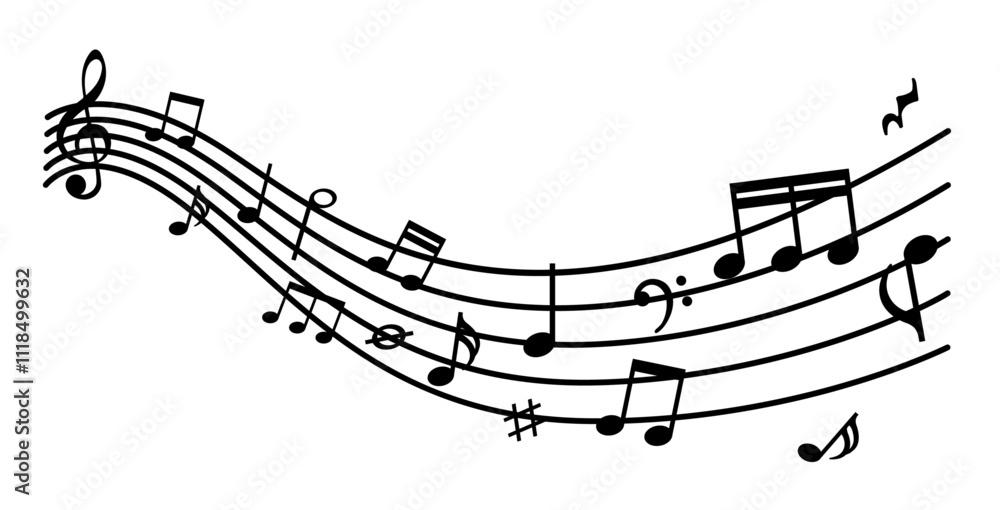 Music notes icon, staff treble clef notes, music sound, tune bass treble Music notes icon, staff treble clef notes, music sound, tune bass treble