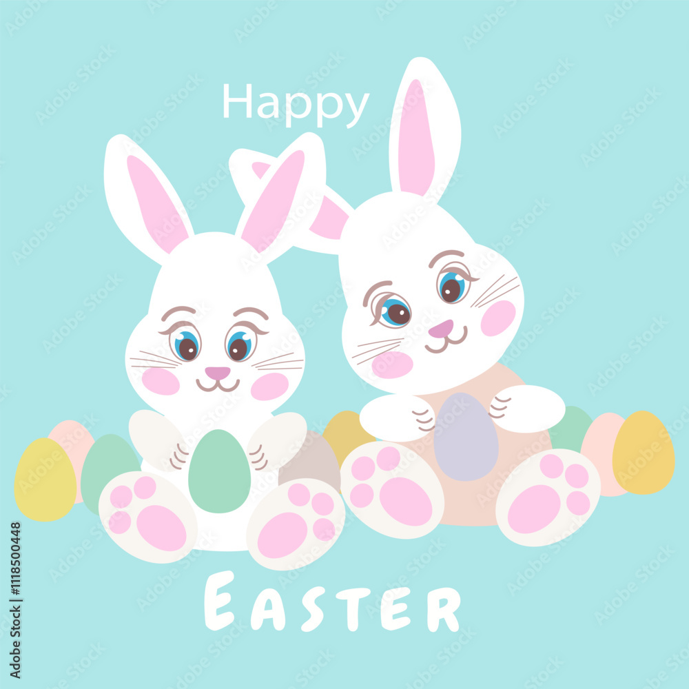 rabbits eggs happy easter, bunnys, happy easter lettering, easter bunny with eggs rabbits eggs happy easter, bunnys, happy easter lettering, easter bunny with eggs