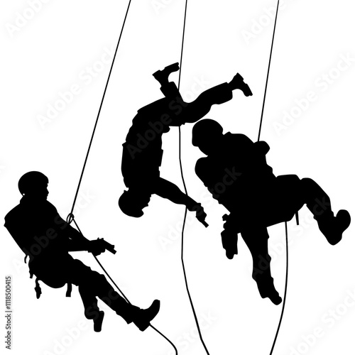 Soldiers rappelling vector illustration