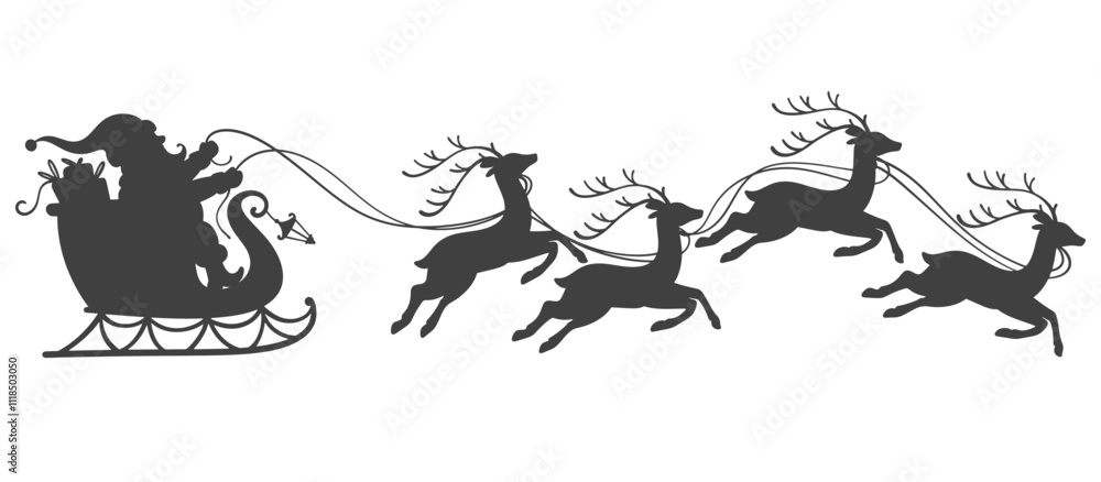 Santa claus riding deer sleigh silhouette vector eps Santa claus riding deer sleigh silhouette vector eps