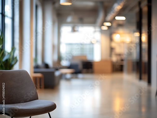 Serene Workspace Ambiance: A Blurred Glimpse of Modern Office Design