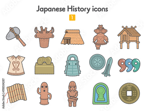日本史アイコン1〜原始時代カラー