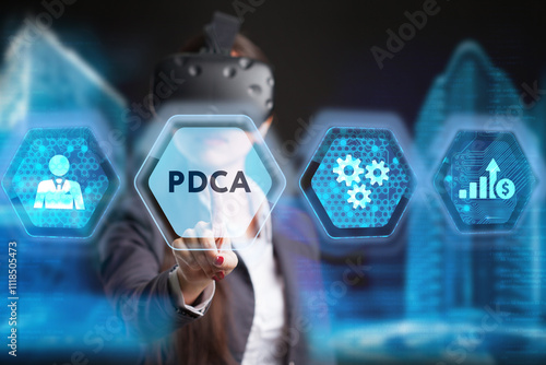 PDCA Plan Do Act Check Business technology concept. Technology, Internet and network concept.