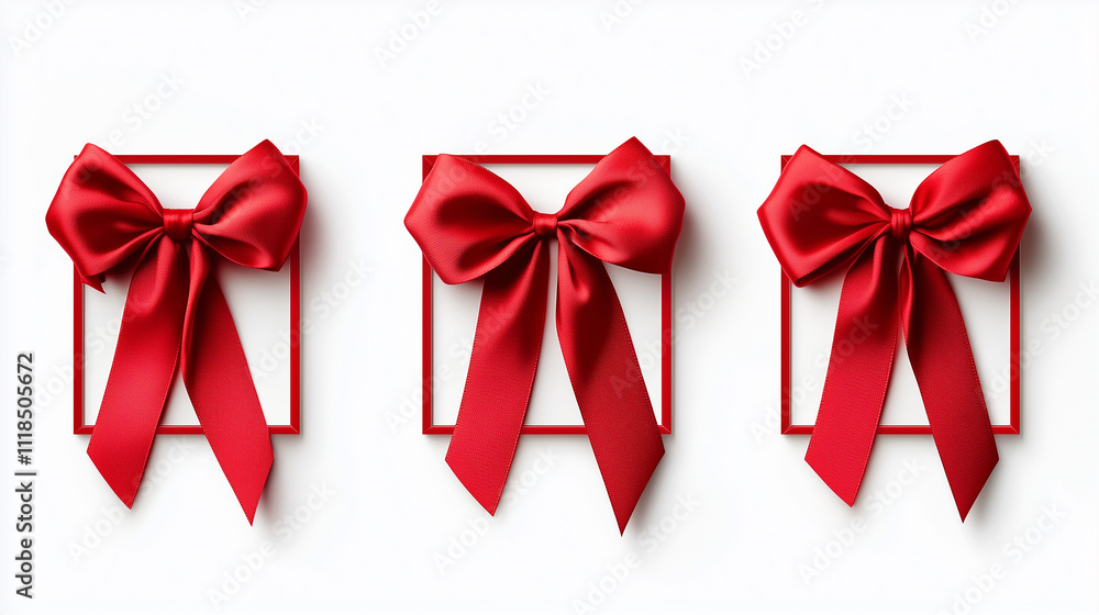Fototapeta premium Three red ribbons with transparent background PNG