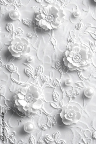 Wallpaper Mural White lace with flowers Torontodigital.ca