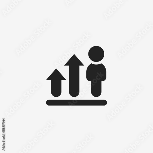 Growth Icon with Person and Arrows