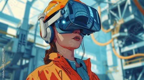 A closeup of a young apprentice wearing a virtual reality headset fully immersed in a simulation that mimics the realworld tasks of their job. This image showcases the incorporation