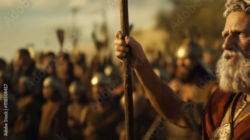 Close-up of Moses, before battle with Amalekites.
Exodus Bible, History of Israel, JHWH God.