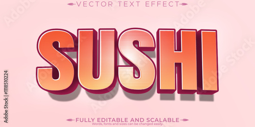 Sushi editable text effect, editable food and japanese text style