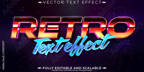 Vintage 80s text effect, editable retro future and cyber space text style