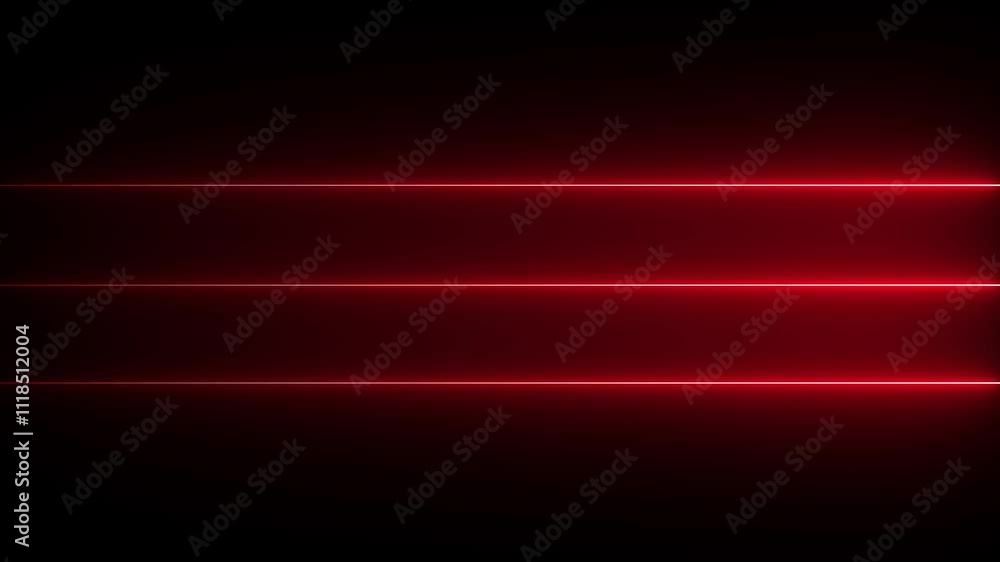Red color neon line animation on black background.