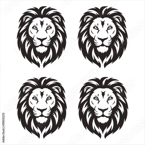 Lion head silhouette icon vector design image illustration. Black Lion head vector logo icon illustration.