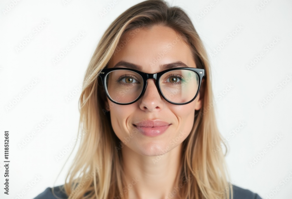 A young woman with blonde hair and glasses looks at the camera with a smile. A young woman with blonde hair and glasses looks at the camera with a smile.