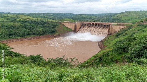 Mighty Dam's Overflow: A Spectacle of Nature's Power photo