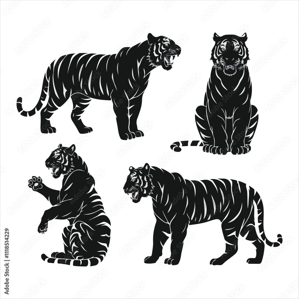 Fototapeta premium Tiger Silhouette vector icon design image illutration.