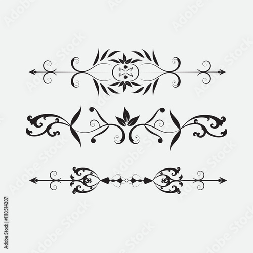 Elegant Floral Ornament Borders in Black and White