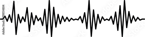 Black oscillating sound waves are visualizing audio signal, music wave, radio signal frequency and digital voice tune equalizer against white background