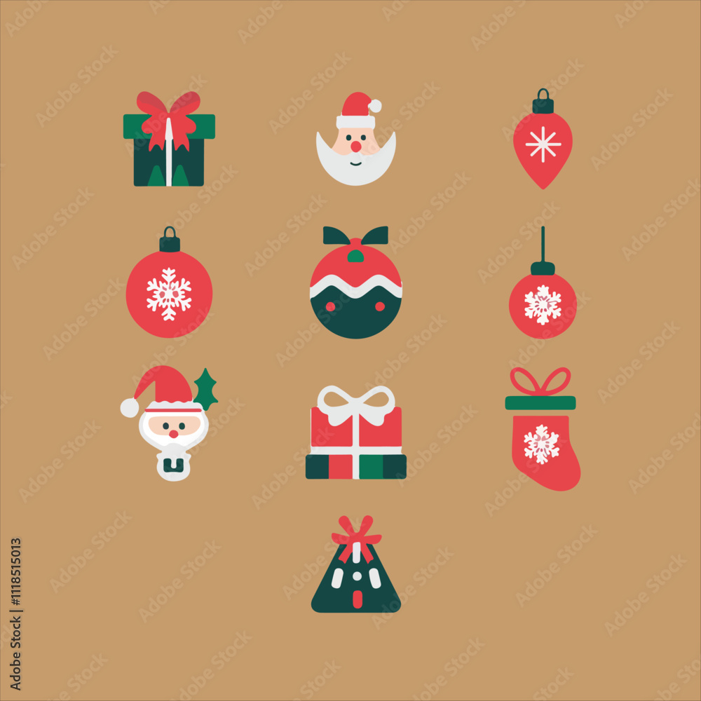 Fototapeta premium set of Christmas tree. set of Christmas gift icon image.